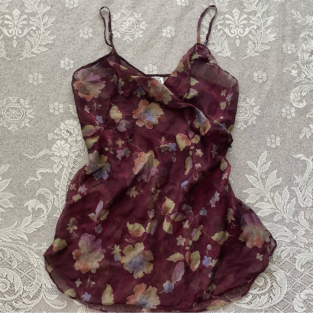 Morgan Taylor Floral ruffle slip dress